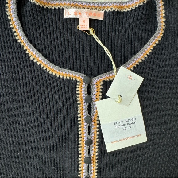 Lisa Todd Patch Match Henley top black size small - Picture 5 of 10